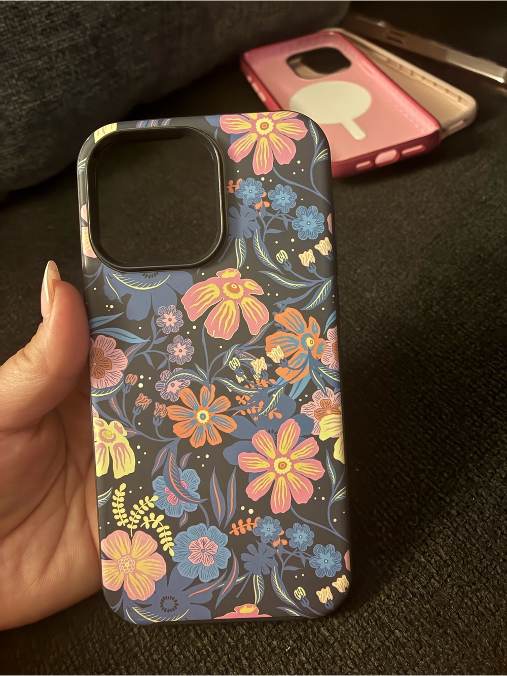 OtterBox Floral Phone Case in Navy with Pink & Orange Flowers